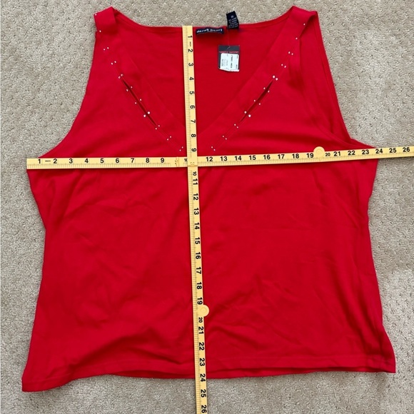 (NWT) DEREK HEART Women's PLUS Red Casual Pullover Beaded Tank Blouse-Size 3X - Picture 6 of 6